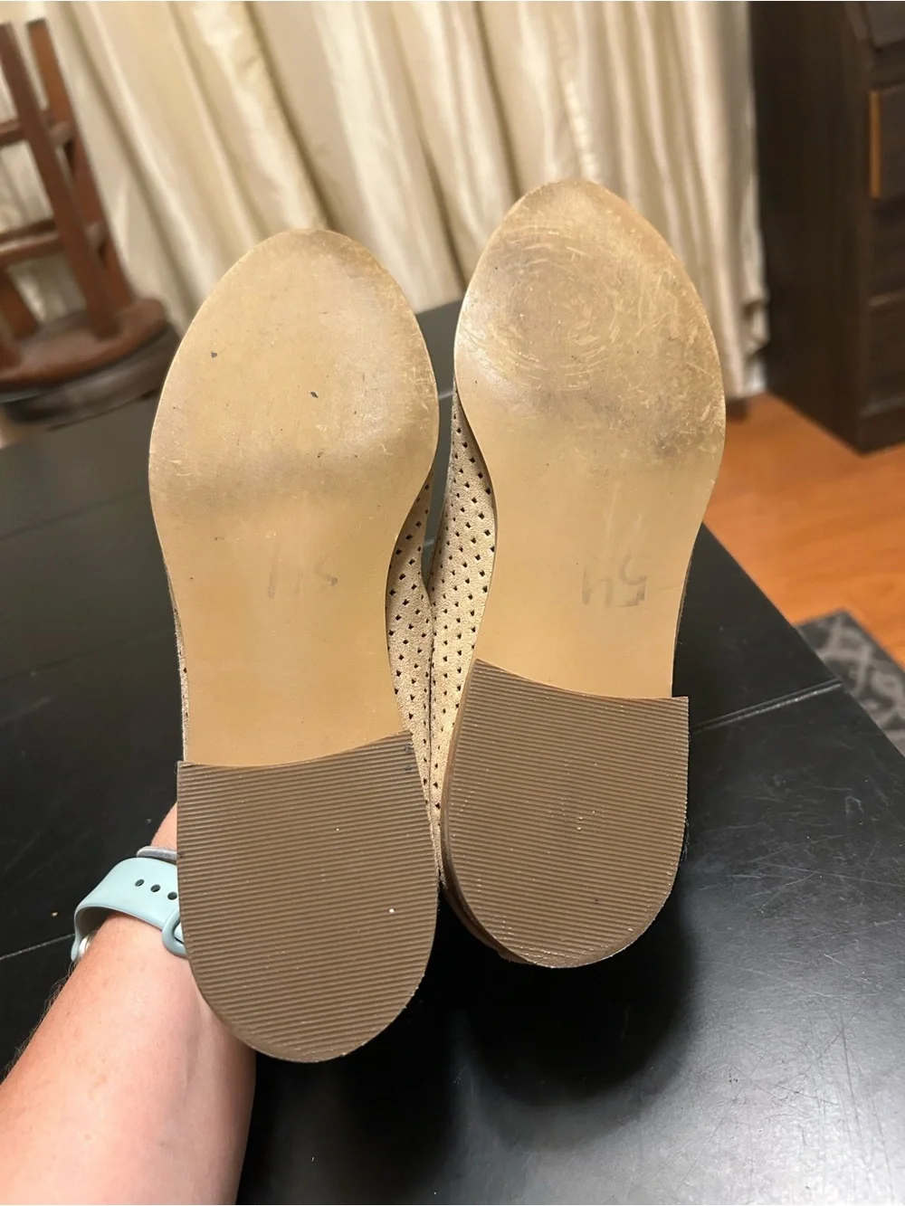 Susina Perforated Suede Slip-On Loafers in Light Tan